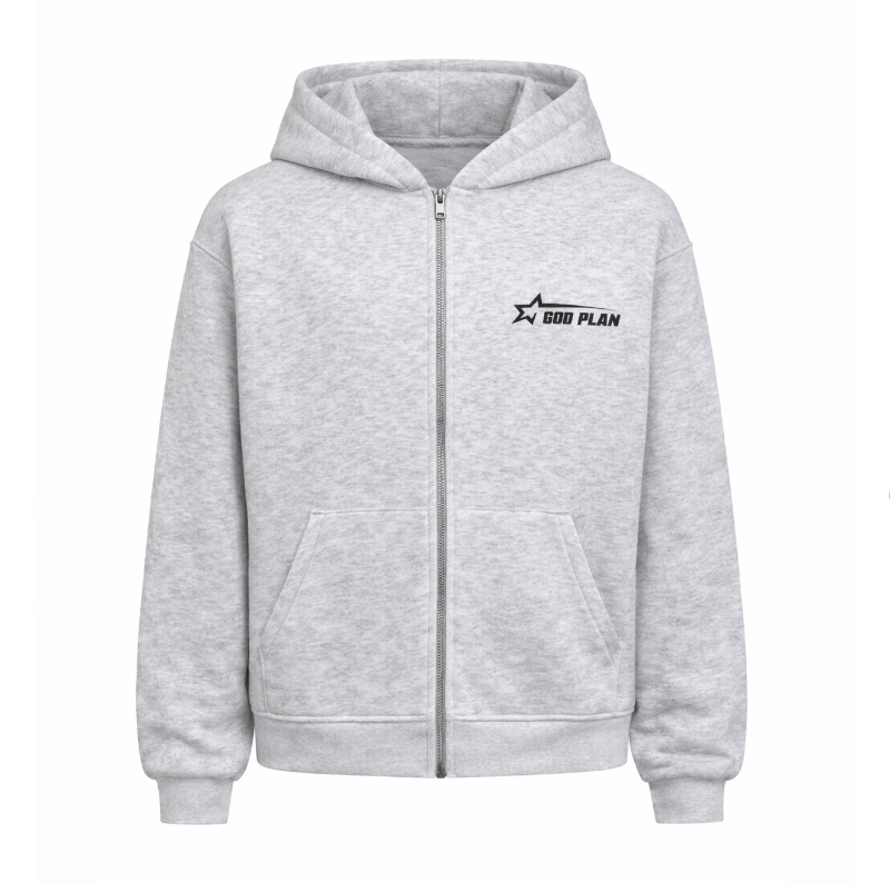 godplan hoodie zip grigia