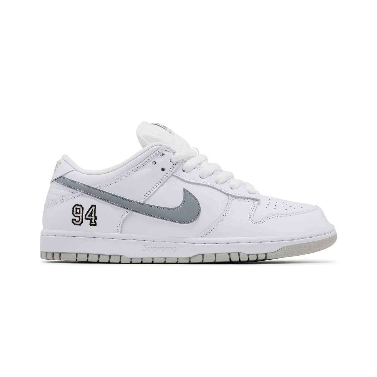 Nike SB Dunk Low Supreme 94 White Metallic Silver