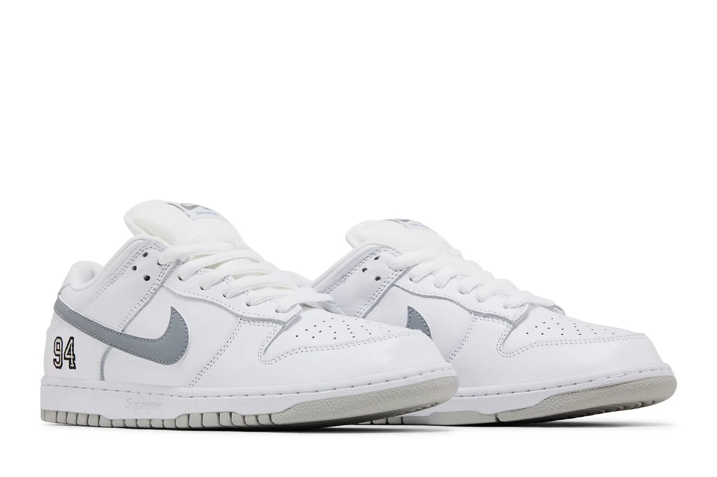 Nike SB Dunk Low Supreme 94 White Metallic Silver