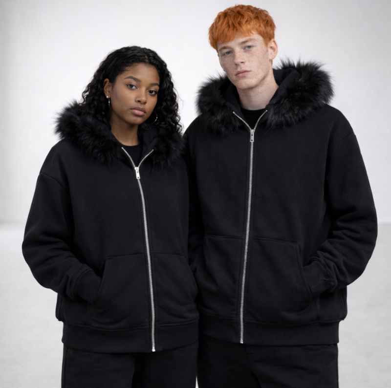 Revision felpa con il pelo total black