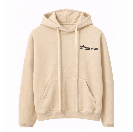 Godplan hoodie beiga logo nero