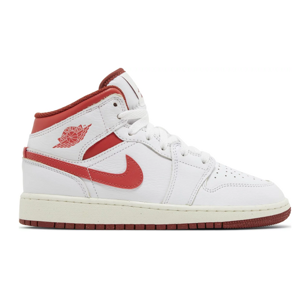 AIR JORDAN 1 MID SE GS WHITE DUNE RED