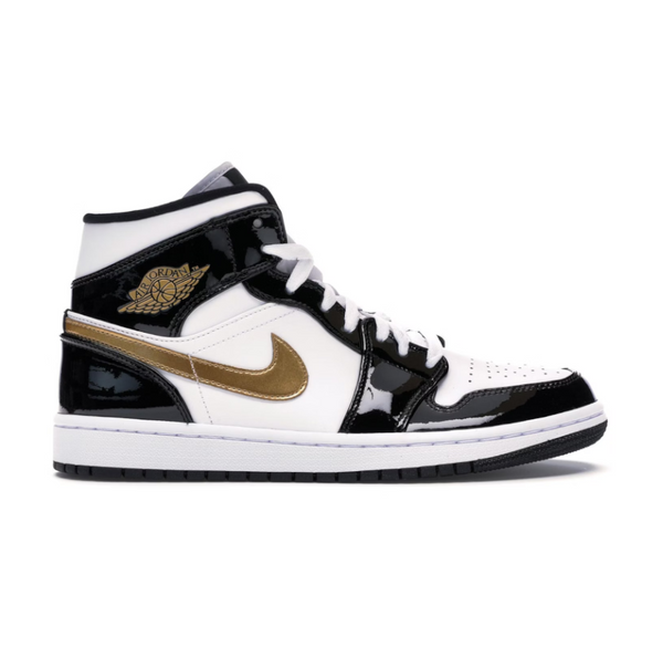 Air Jordan 1 patent white black gold