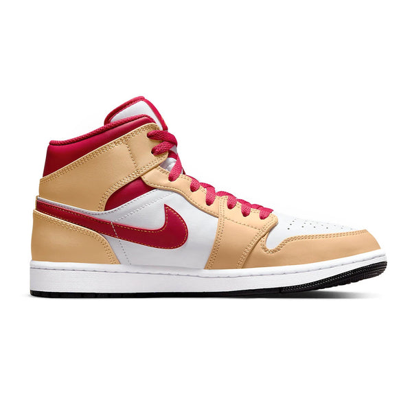 Jordan 1 Mid - Light Curry Cardinal Red